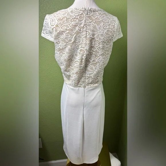 Fifth &Park jeweled neck White/Cream Lace Dress - Picture 2 of 8